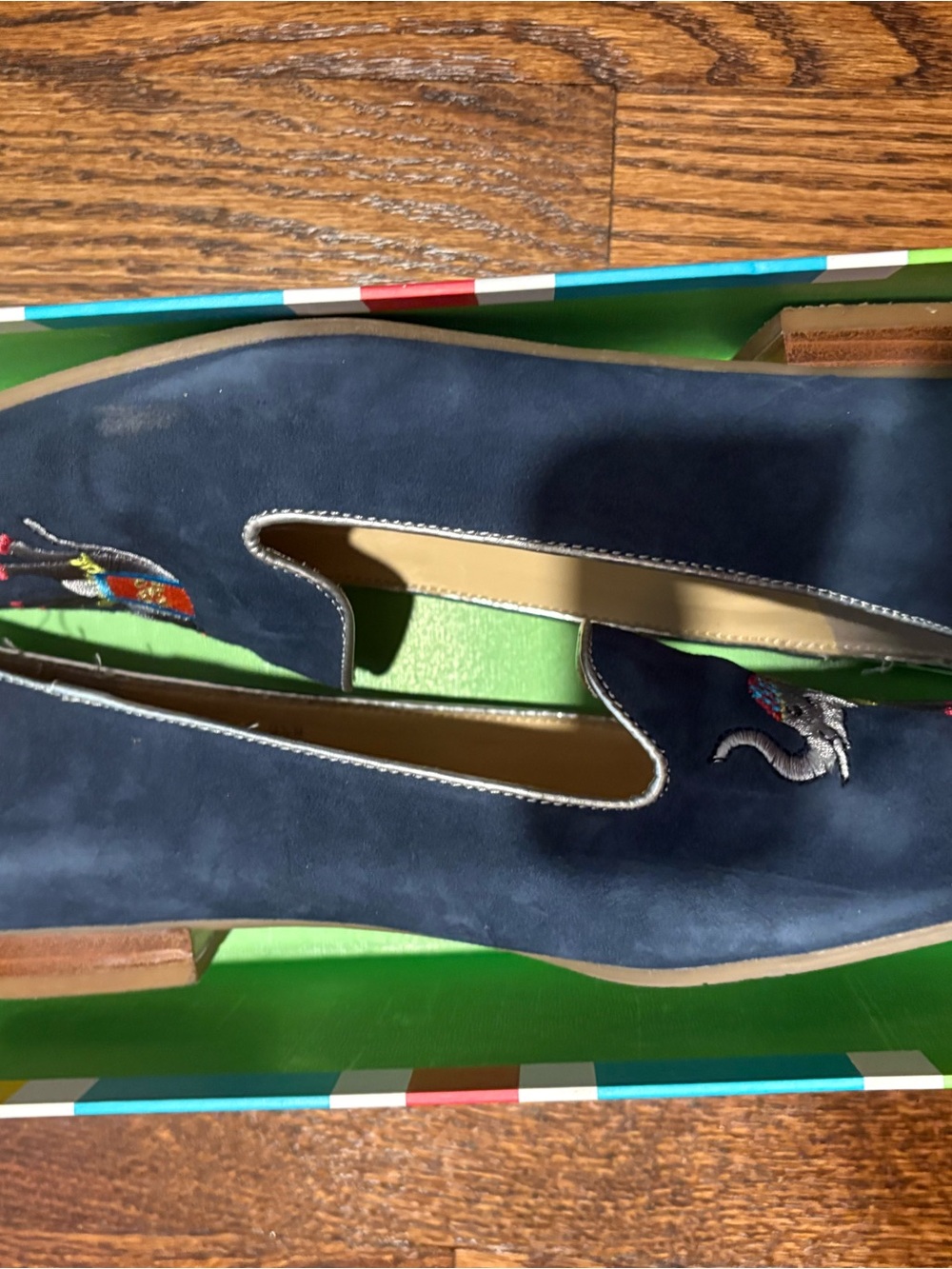 C. Wonder Navy Suede Loafers with Embroidered Multicolor Elephants - Picture 2 of 7